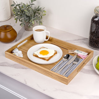 Cosmere 17 In. W Handcrafted Large Acacia Wood Rectangular Serving Tray with Handles