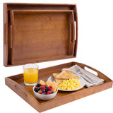 Homera Set of 2 Handcrafted Nesting Bamboo Serving Trays with Handles