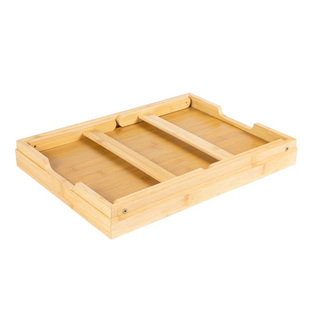 Soluna 16 in. W x 11.7 in. D Handcrafted Bamboo Breakfast Bed Tray with Built-In Handles and Foldable Legs