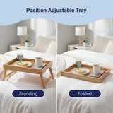 Soluna 16 in. W x 11.7 in. D Handcrafted Bamboo Breakfast Bed Tray with Built-In Handles and Foldable Legs