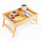 Soluna 16 in. W x 11.7 in. D Handcrafted Bamboo Breakfast Bed Tray with Built-In Handles and Foldable Legs
