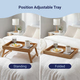 Soluna 16 in. W x 11.7 in. D Handcrafted Bamboo Breakfast Bed Tray with Built-In Handles and Foldable Legs