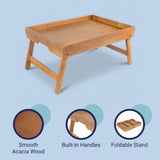 Soluna 16 in. W x 11.7 in. D Handcrafted Bamboo Breakfast Bed Tray with Built-In Handles and Foldable Legs