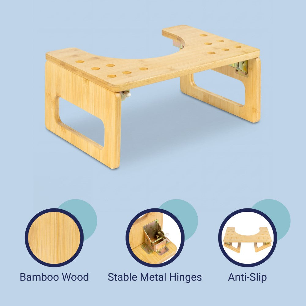 Domelle 7 in. H Handcrafted Bamboo Foldable Space-Saving Squat Toilet Potty Step Stool