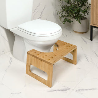 Domelle 7 in. H Handcrafted Bamboo Foldable Space-Saving Squat Toilet Potty Step Stool