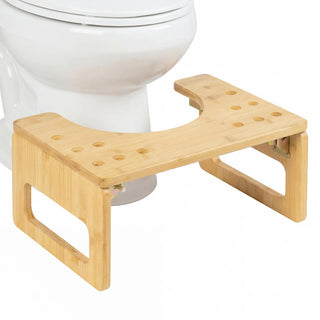 Domelle 7 in. H Handcrafted Bamboo Foldable Space-Saving Squat Toilet Potty Step Stool