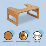 Domelle 7 in. H Handcrafted Bamboo Foldable Space-Saving Squat Toilet Potty Step Stool