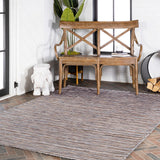 Aerelm Finn Modern Farmhouse Pinstripe Indoor/Outdoor Area Rug