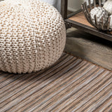 Aeran Finn Modern Farmhouse Pinstripe Indoor/Outdoor Area Rug