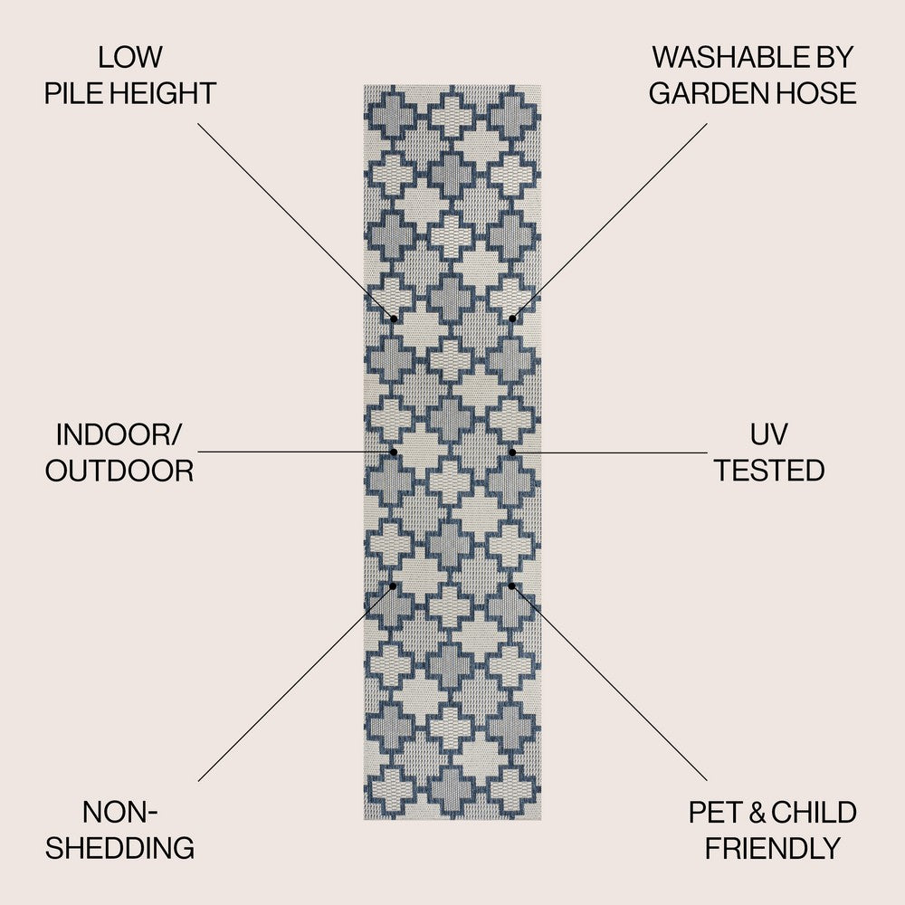Alfresco Modern Geometric Tile Pattern Indoor/Outdoor Area Rug
