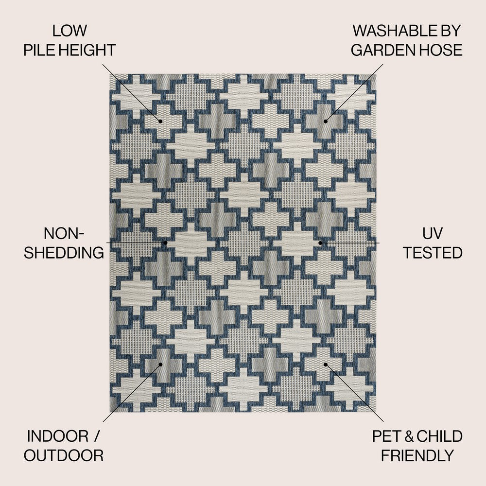 Alfresco Modern Geometric Tile Pattern Indoor/Outdoor Area Rug