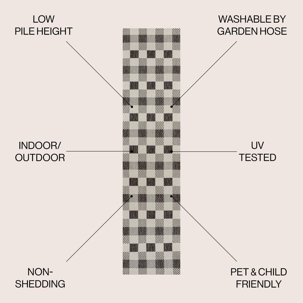 Courtyard Traditional Geometric Bold Gingham Indoor/Outdoor Area Rug