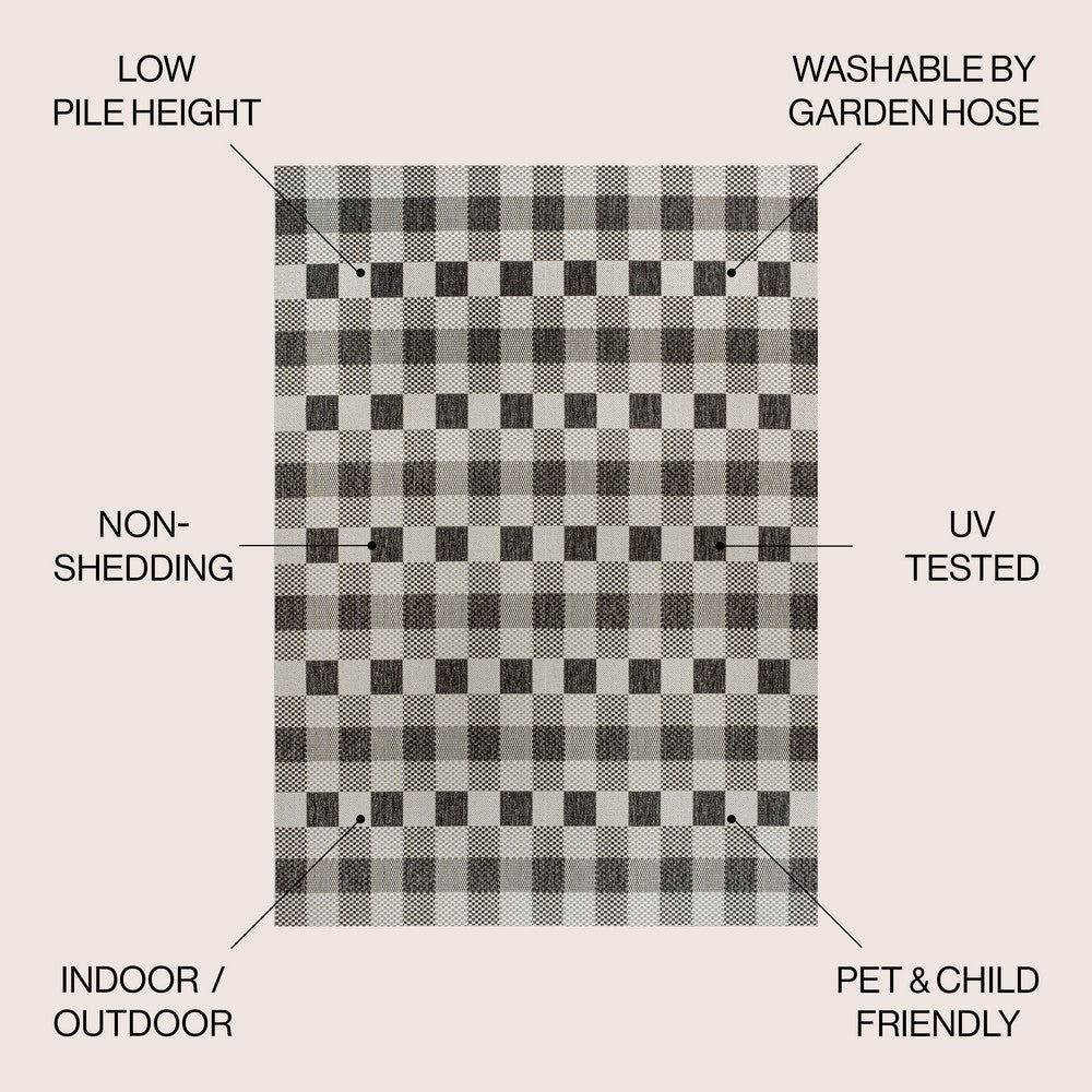 Courtyard Traditional Geometric Bold Gingham Indoor/Outdoor Area Rug