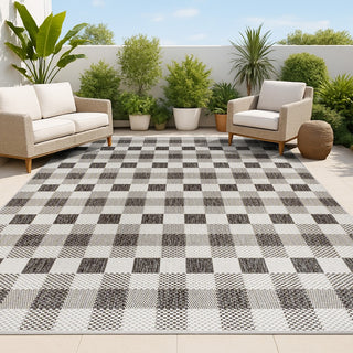 Courtyard Traditional Geometric Bold Gingham Indoor/Outdoor Area Rug