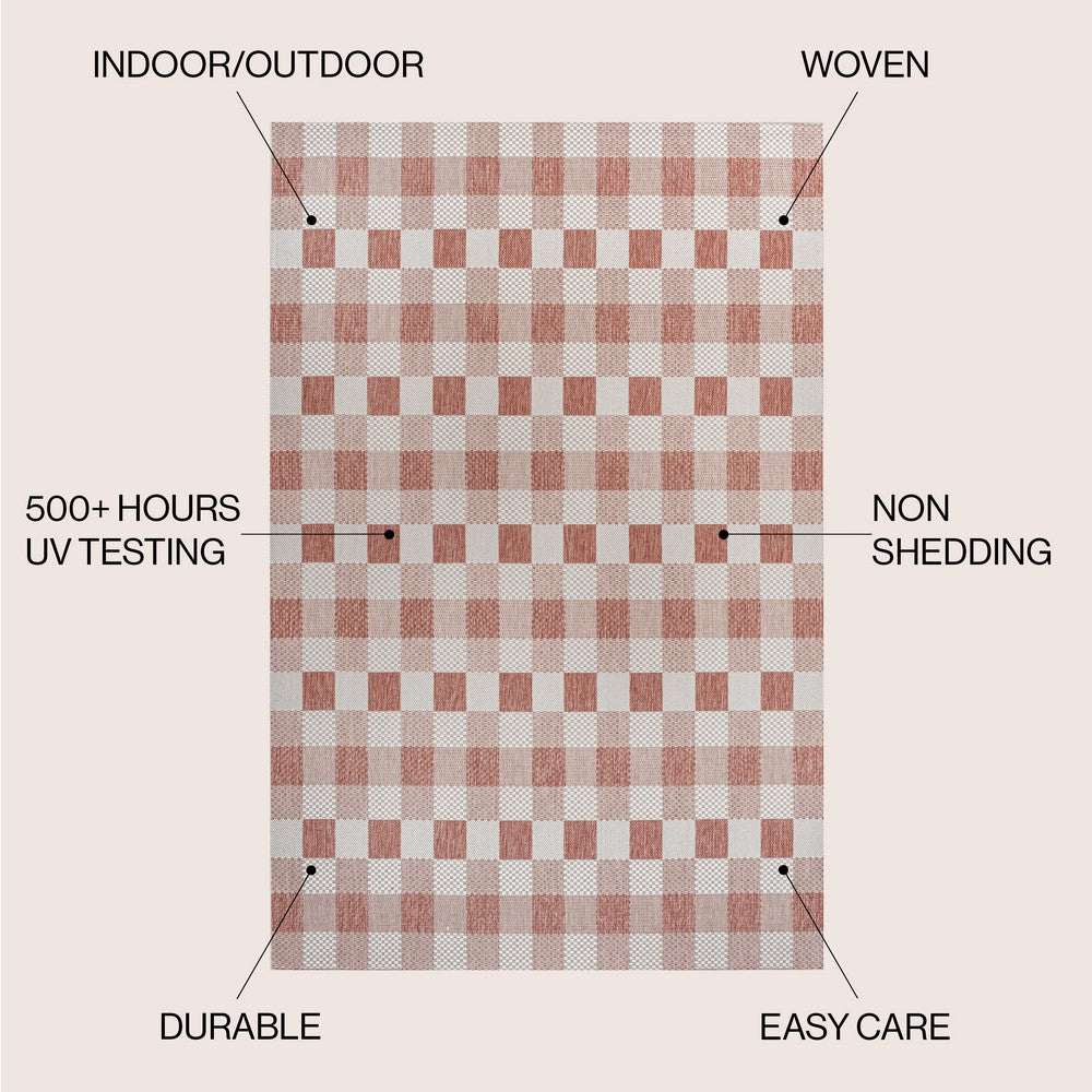Courtyard Traditional Geometric Bold Gingham Indoor/Outdoor Area Rug