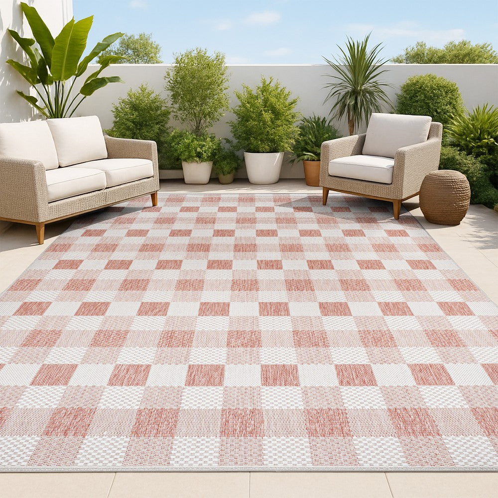 Courtyard Traditional Geometric Bold Gingham Indoor/Outdoor Area Rug