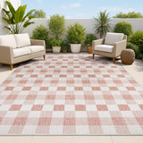Courtyard Traditional Geometric Bold Gingham Indoor/Outdoor Area Rug