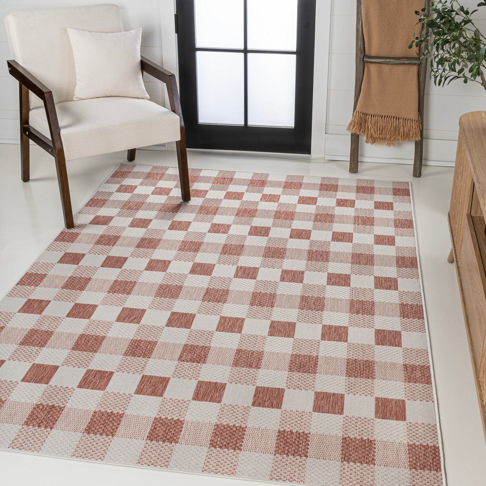 Courtyard Traditional Geometric Bold Gingham Indoor/Outdoor Area Rug