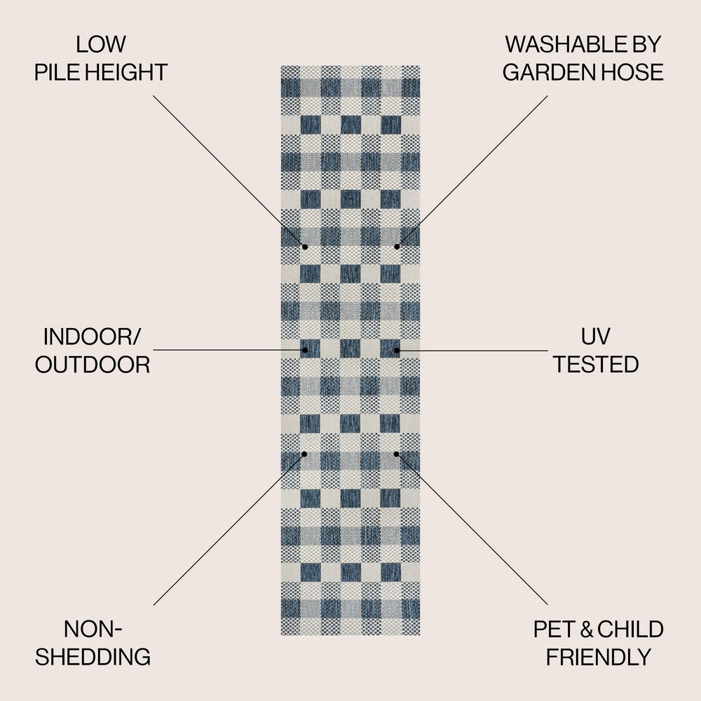 Courtyard Traditional Geometric Bold Gingham Indoor/Outdoor Area Rug