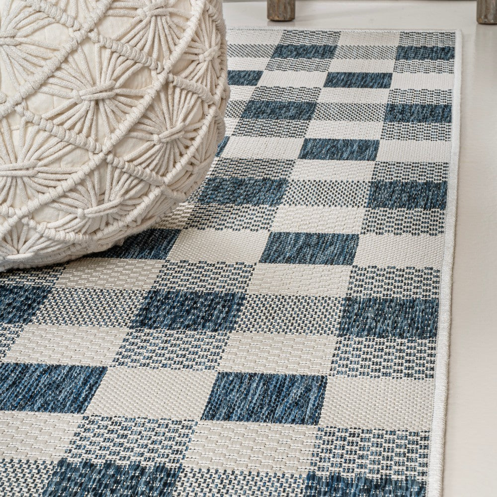 Courtyard Traditional Geometric Bold Gingham Indoor/Outdoor Area Rug