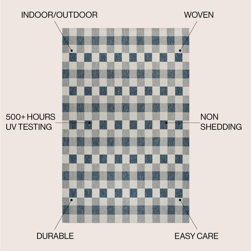 Courtyard Traditional Geometric Bold Gingham Indoor/Outdoor Area Rug