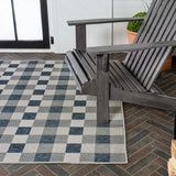 Courtyard Traditional Geometric Bold Gingham Indoor/Outdoor Area Rug
