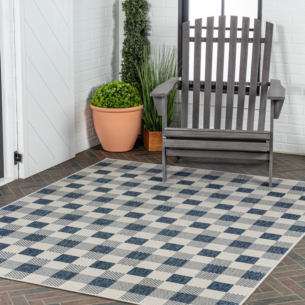 Courtyard Traditional Geometric Bold Gingham Indoor/Outdoor Area Rug