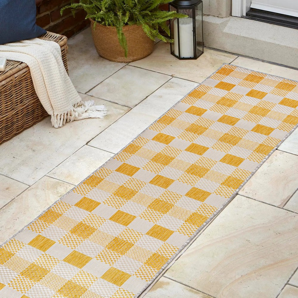 Courtyard Traditional Geometric Bold Gingham Indoor/Outdoor Area Rug