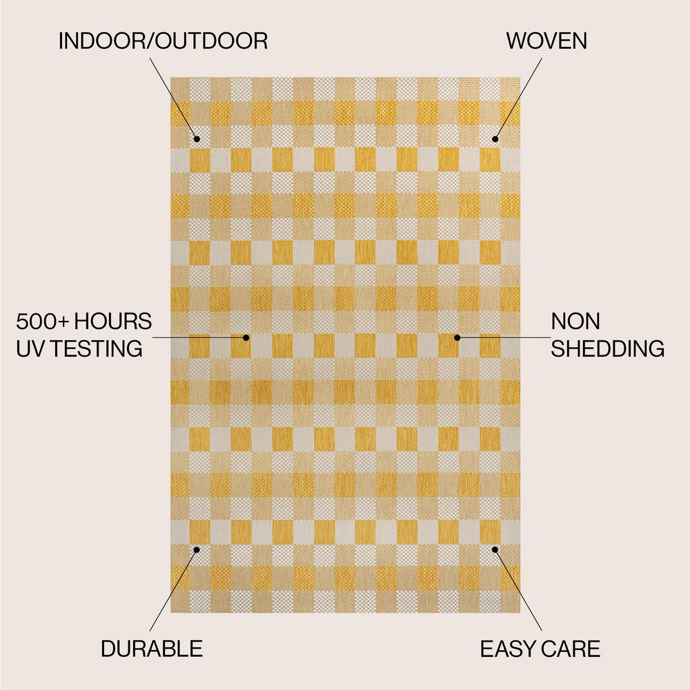 Courtyard Traditional Geometric Bold Gingham Indoor/Outdoor Area Rug