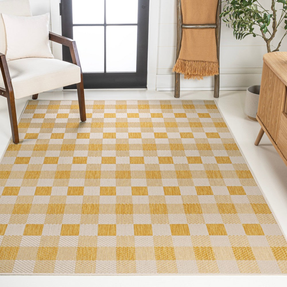 Courtyard Traditional Geometric Bold Gingham Indoor/Outdoor Area Rug