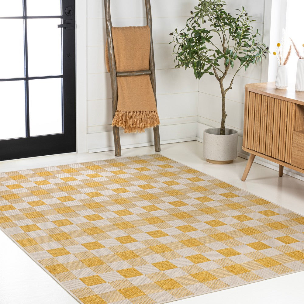 Courtyard Traditional Geometric Bold Gingham Indoor/Outdoor Area Rug