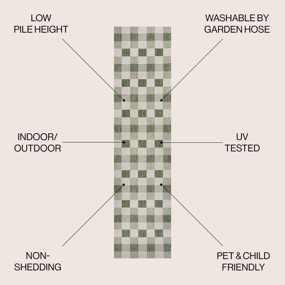 Courtyard Traditional Geometric Bold Gingham Indoor/Outdoor Area Rug