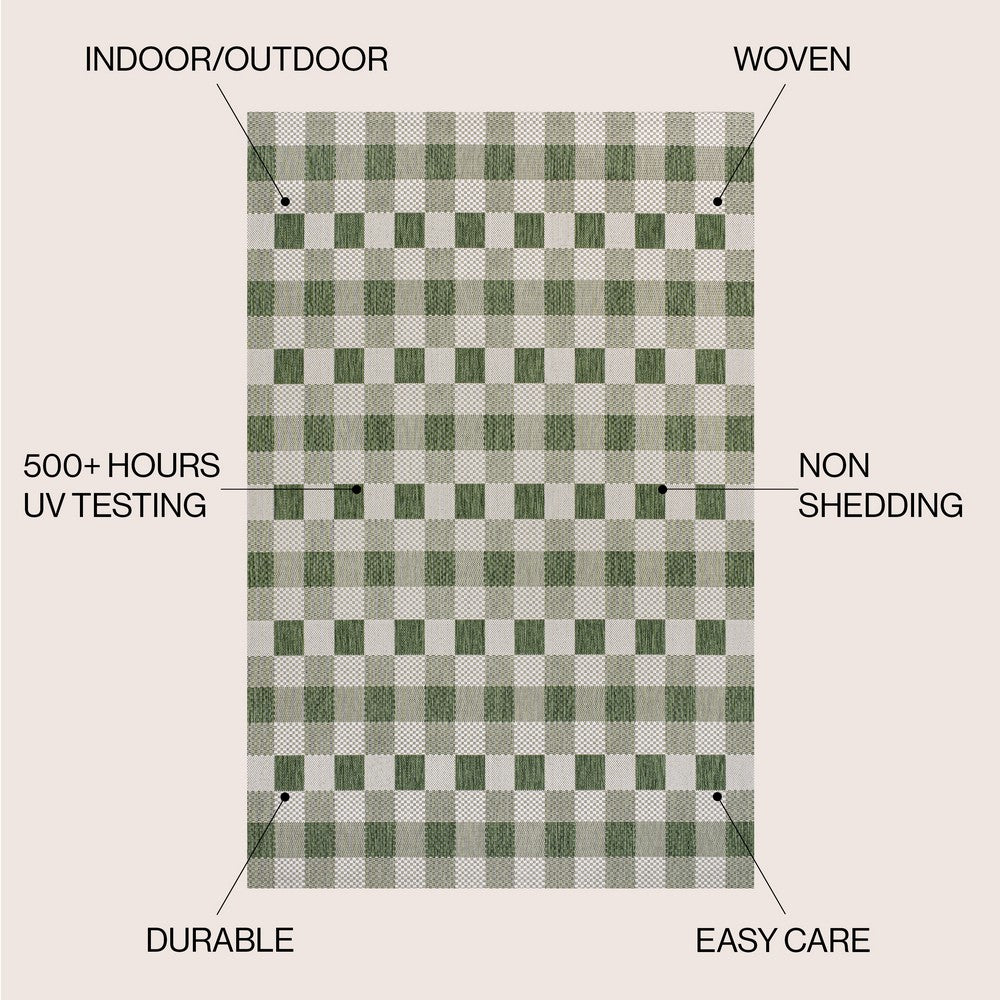 Courtyard Traditional Geometric Bold Gingham Indoor/Outdoor Area Rug