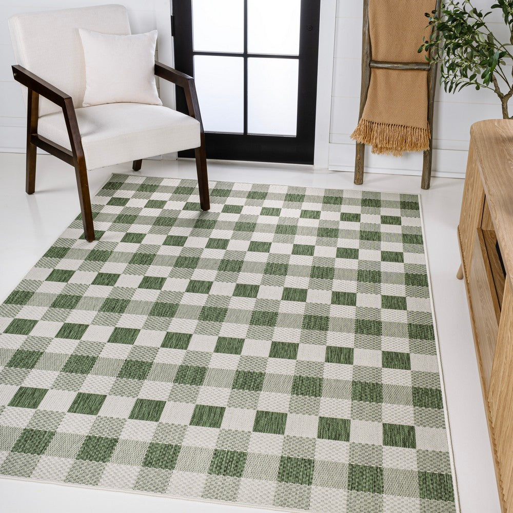 Courtyard Traditional Geometric Bold Gingham Indoor/Outdoor Area Rug