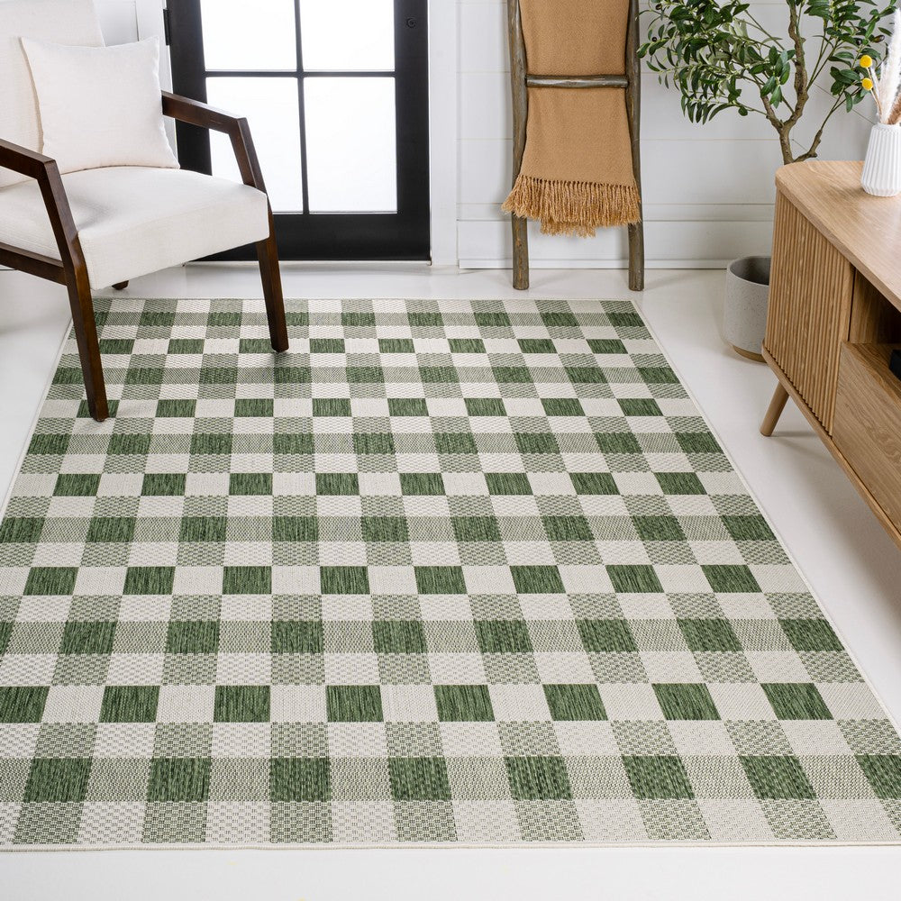Courtyard Traditional Geometric Bold Gingham Indoor/Outdoor Area Rug
