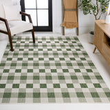 Courtyard Traditional Geometric Bold Gingham Indoor/Outdoor Area Rug