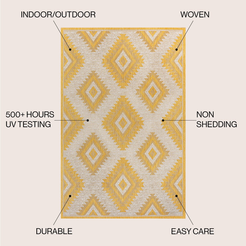 Antique Geometric Moroccan Diamond Indoor/Outdoor Area Rug