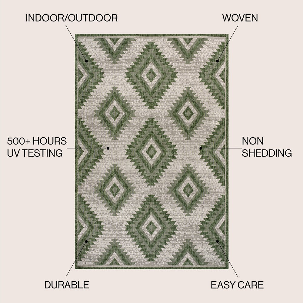 Antique Geometric Moroccan Diamond Indoor/Outdoor Area Rug