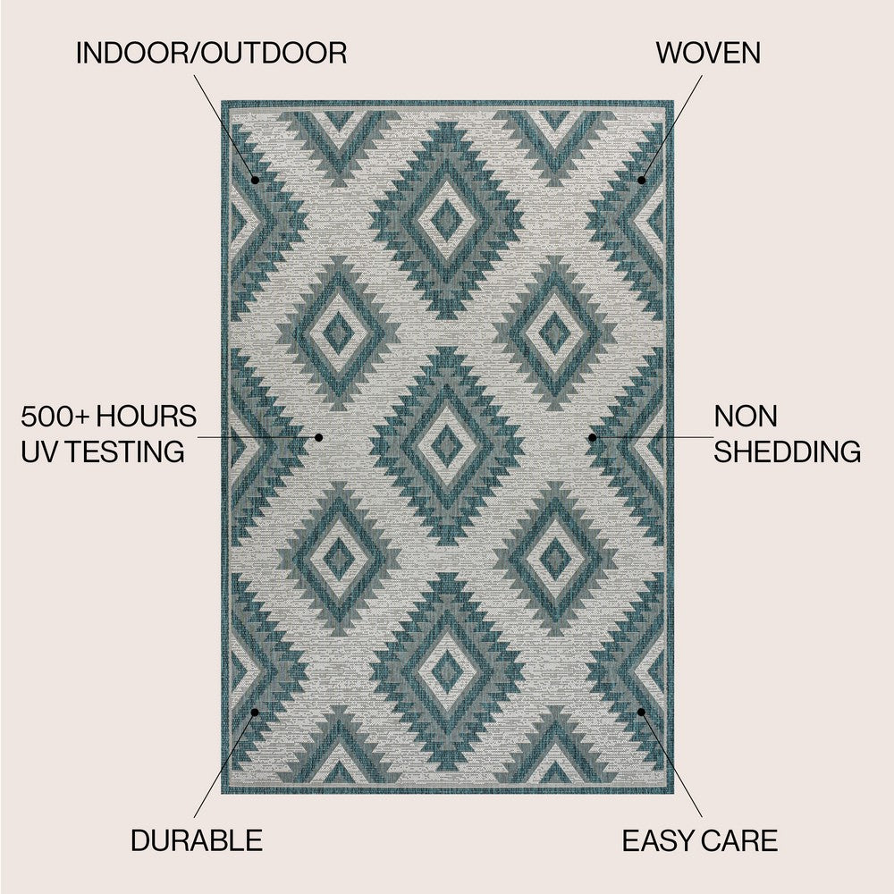 Antique Geometric Moroccan Diamond Indoor/Outdoor Area Rug