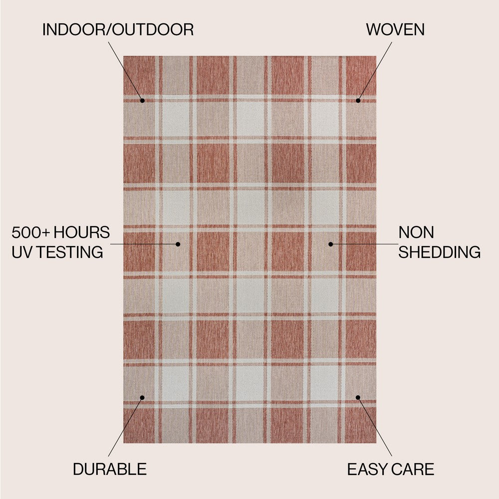 Acrylic Traditional Farmhouse Bold Gingham Indoor/Outdoor Area Rug