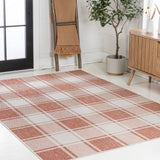 Acrylic Traditional Farmhouse Bold Gingham Indoor/Outdoor Area Rug