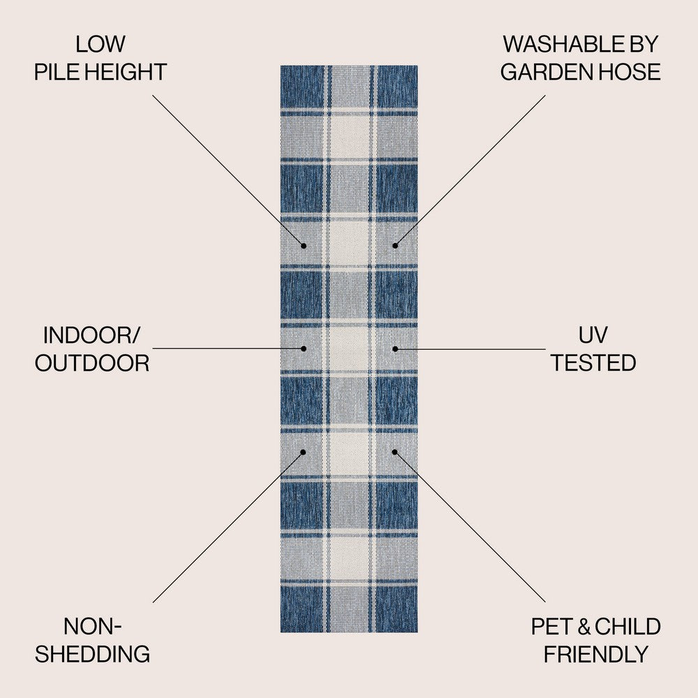 Acrylic Traditional Farmhouse Bold Gingham Indoor/Outdoor Area Rug