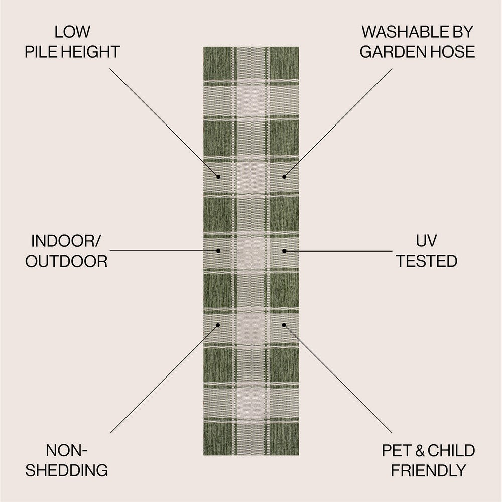 Acrylic Traditional Farmhouse Bold Gingham Indoor/Outdoor Area Rug