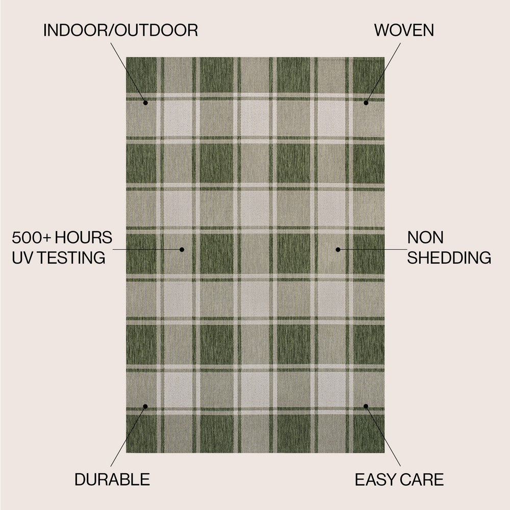 Acrylic Traditional Farmhouse Bold Gingham Indoor/Outdoor Area Rug