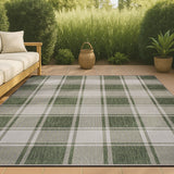 Acrylic Traditional Farmhouse Bold Gingham Indoor/Outdoor Area Rug