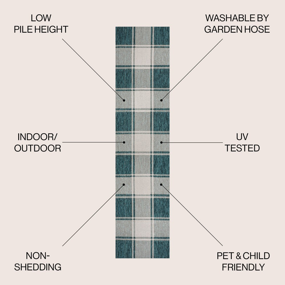 Acrylic Traditional Farmhouse Bold Gingham Indoor/Outdoor Area Rug