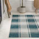Acrylic Traditional Farmhouse Bold Gingham Indoor/Outdoor Area Rug