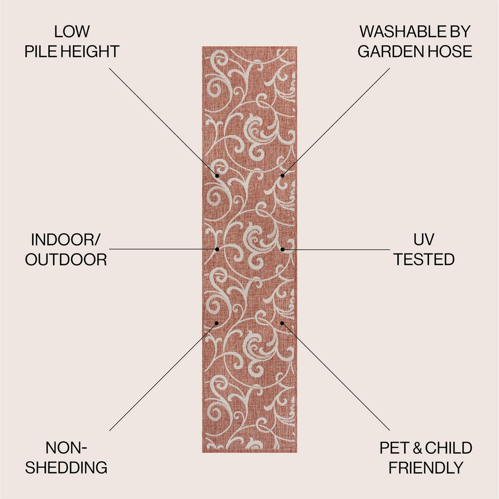 Domani Traditional Classic All-Over Scroll Indoor/Outdoor Area Rug