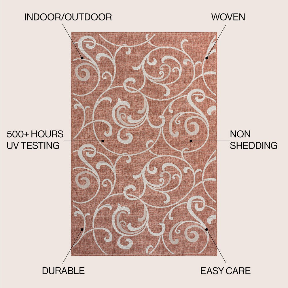 Domani Traditional Classic All-Over Scroll Indoor/Outdoor Area Rug