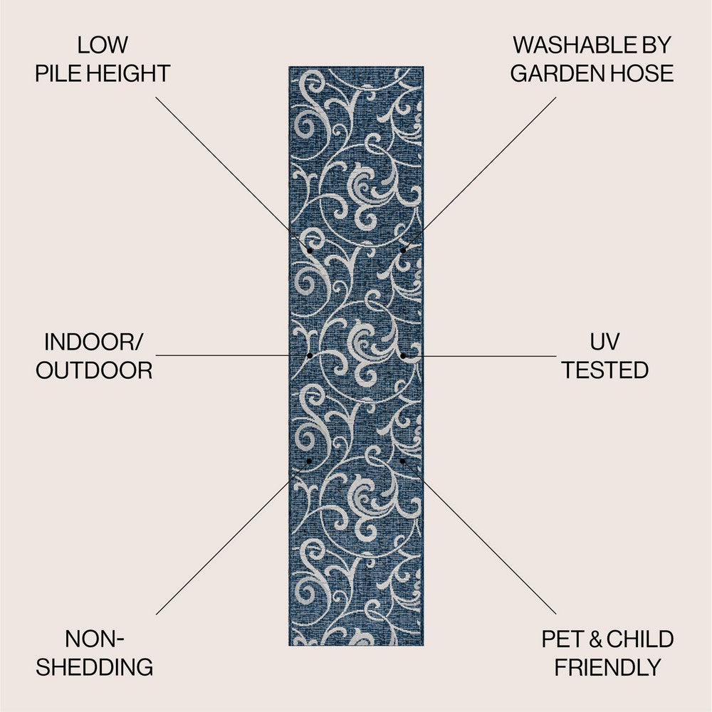 Domani Traditional Classic All-Over Scroll Indoor/Outdoor Area Rug